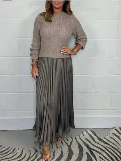 Chic Collared Pleated Dress for Women