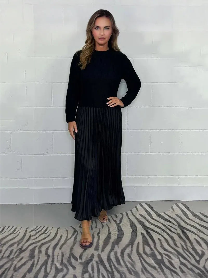 Chic Collared Pleated Dress for Women