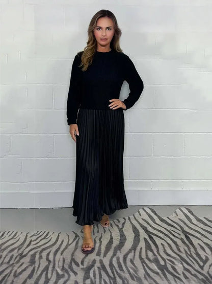 Chic Collared Pleated Dress for Women