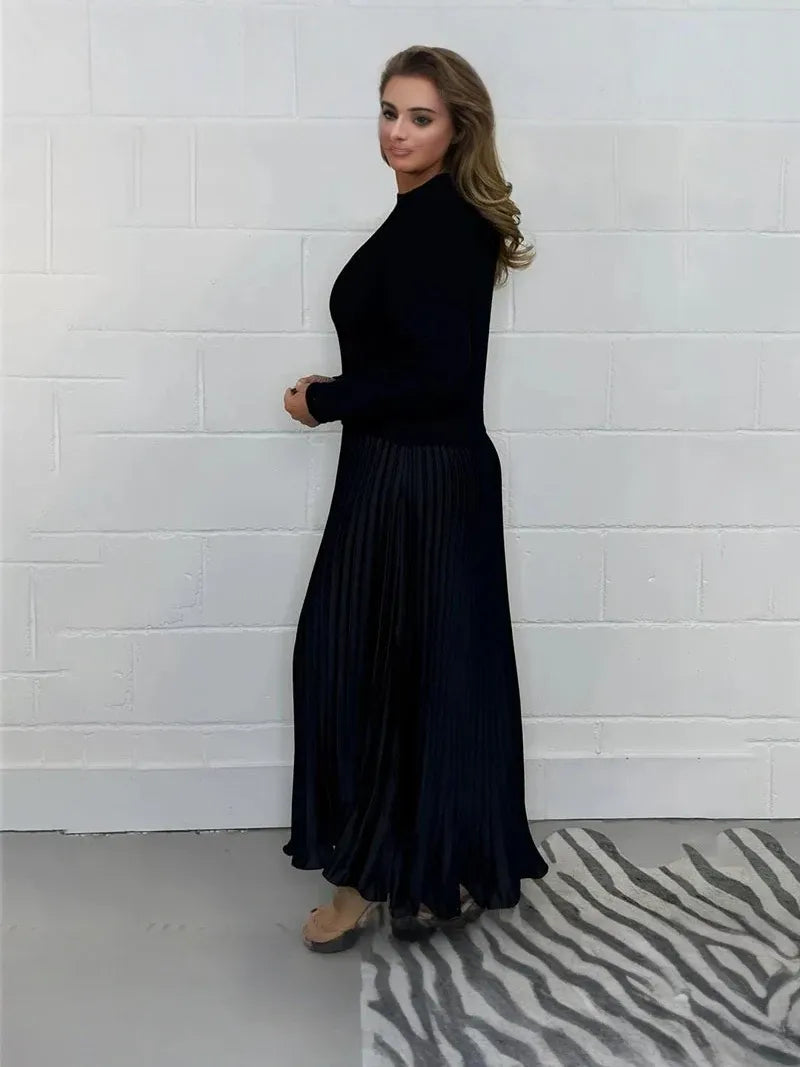 Chic Collared Pleated Dress for Women