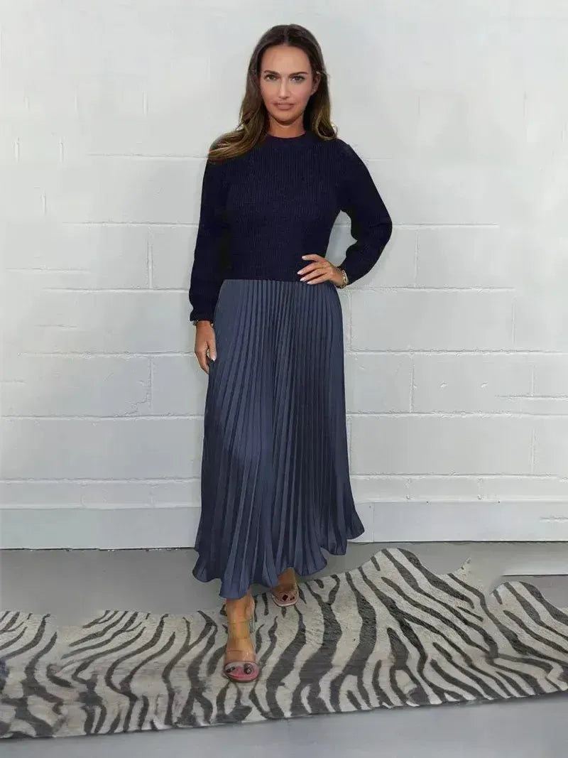 Chic Collared Pleated Dress for Women