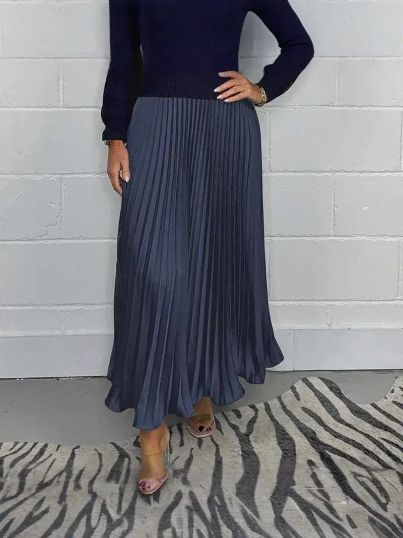 Chic Collared Pleated Dress for Women