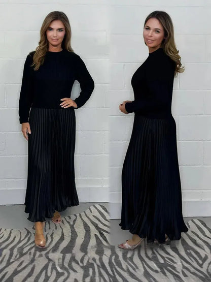 Chic Collared Pleated Dress for Women