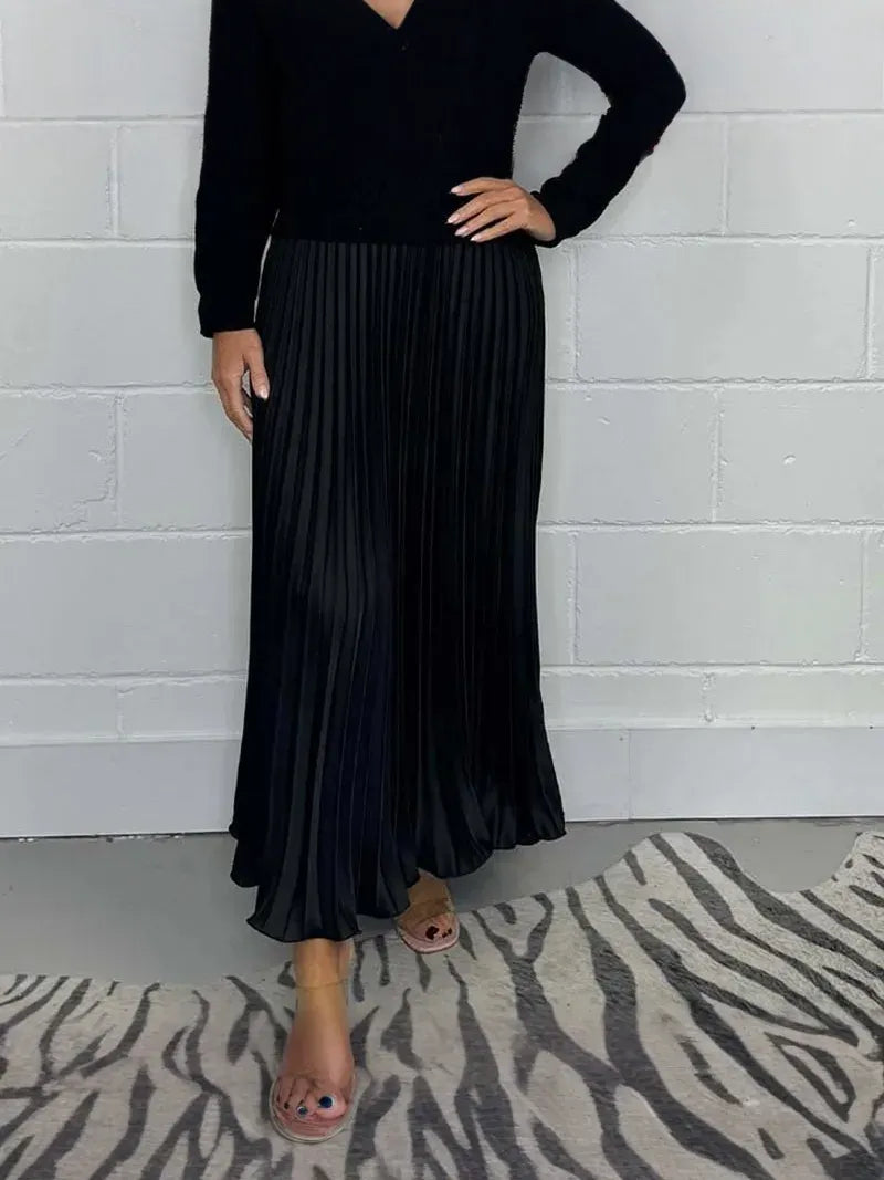 Chic Collared Pleated Dress for Women