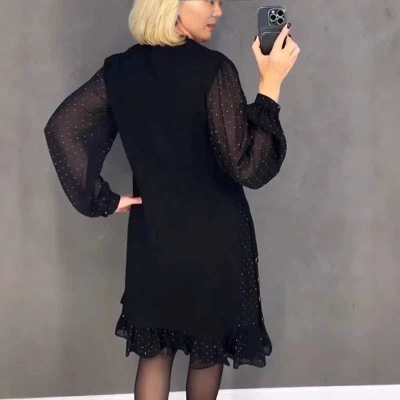 Black Rhinestone-Embellished Round Neck Sweater