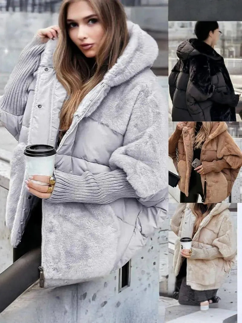 Oversized Hooded Patchwork Puffer Jacket