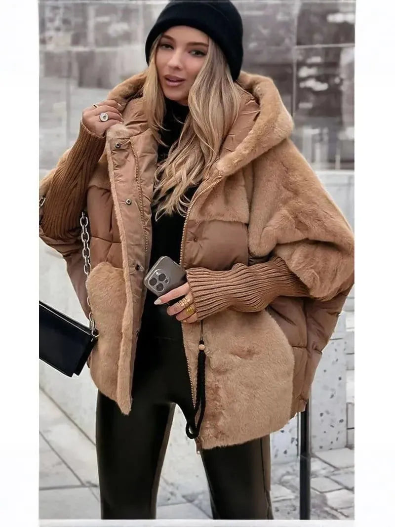 Oversized Hooded Patchwork Puffer Jacket