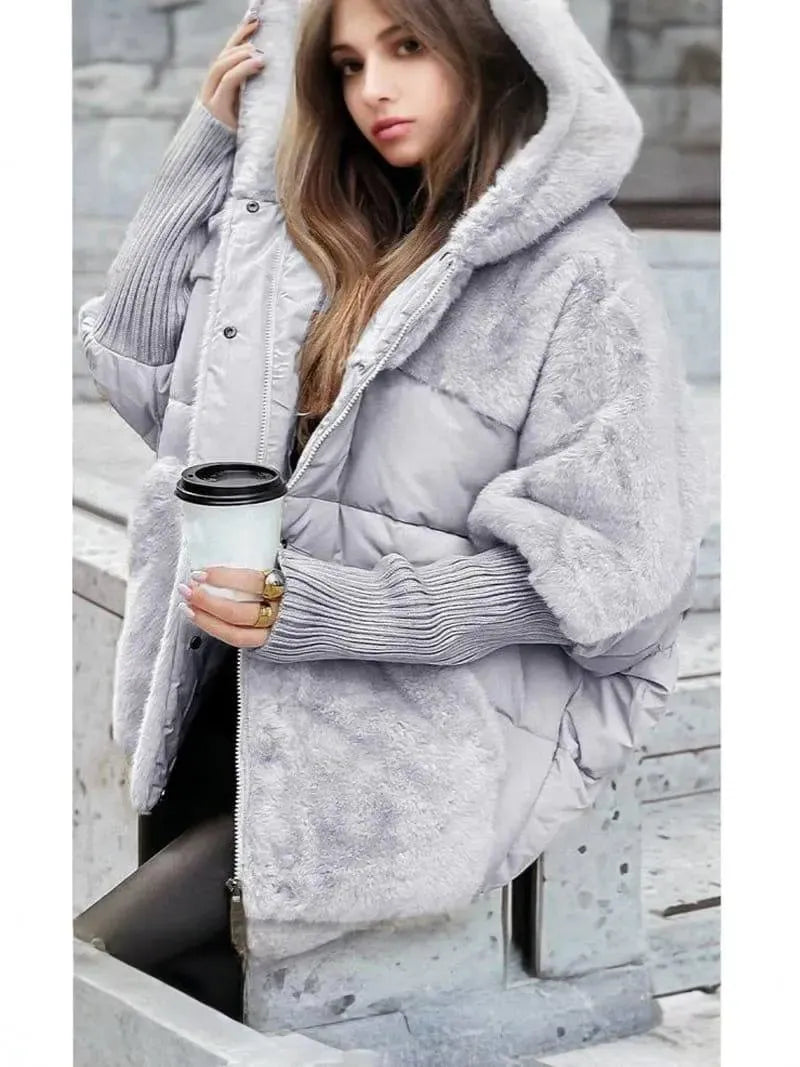 Oversized Hooded Patchwork Puffer Jacket